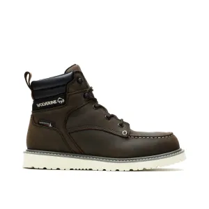 WOLVERINE W230041-EW TRADE WEDGE 6'' MOC TOE WP MN'S (Extra Wide) Dark Brown Leather Work Boots