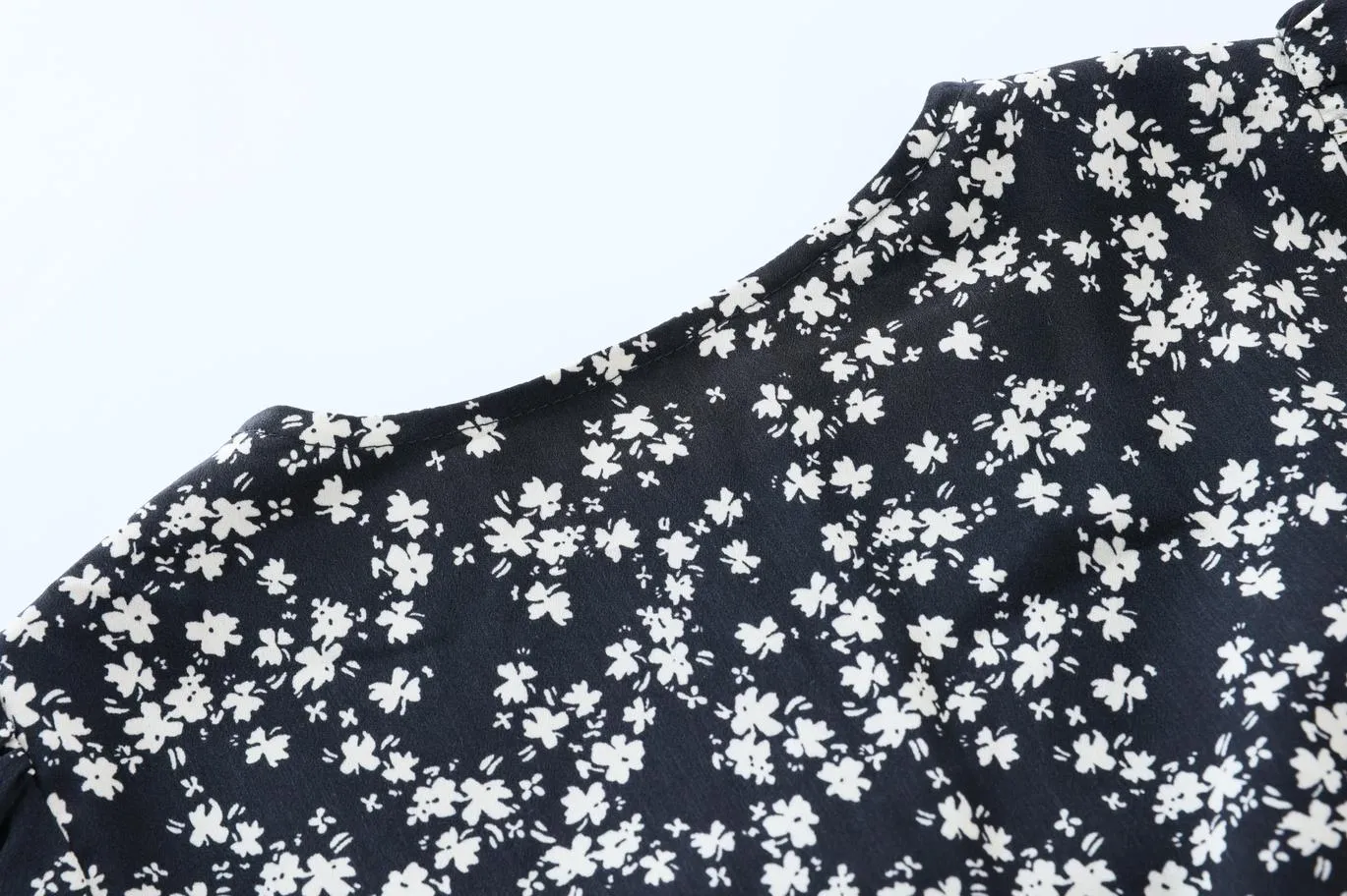 Women's A-line Tea Dress featuring a Bow Tie Neckline and Ruffles