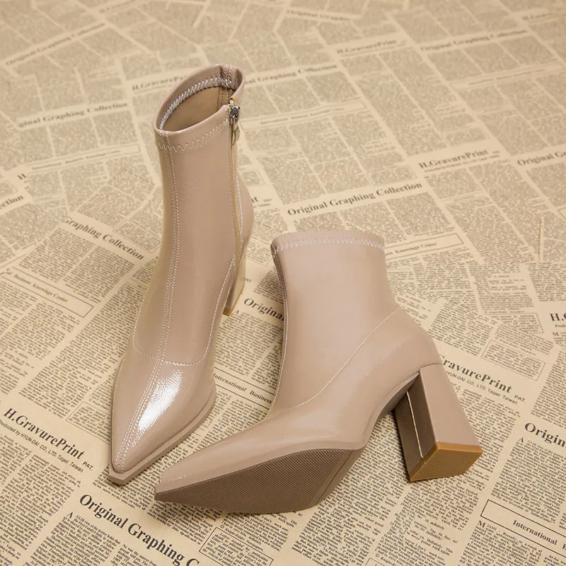 Women's Autumn And Winter White Skinny Boots Boots