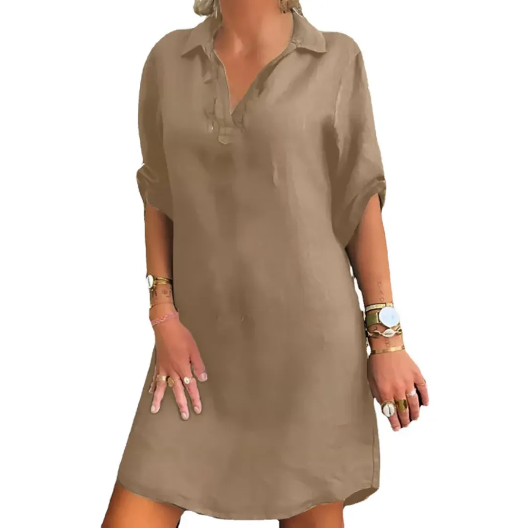 Women's Casual 3 4 Sleeve Shirt Dress | Midi
