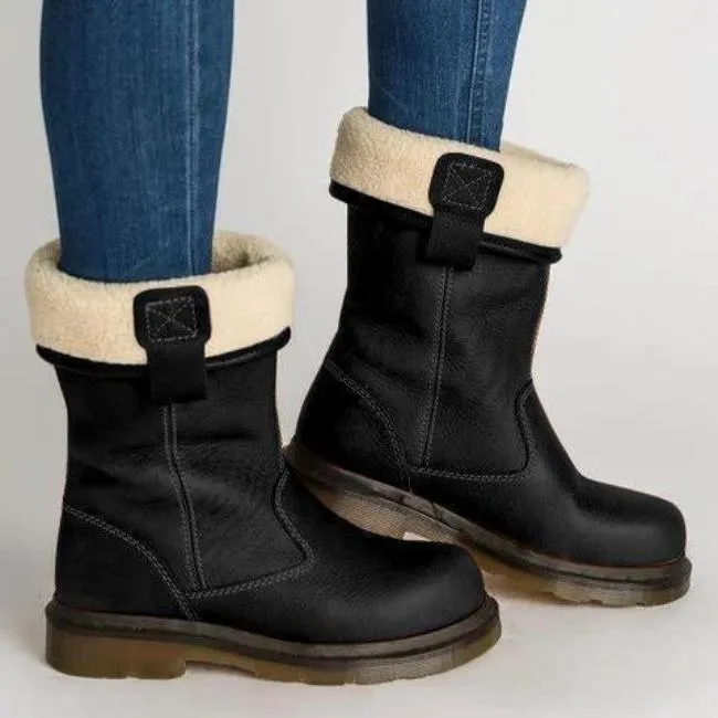 Women's Foldable Leather Boots, Uma