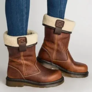 Women's Foldable Leather Boots, Uma