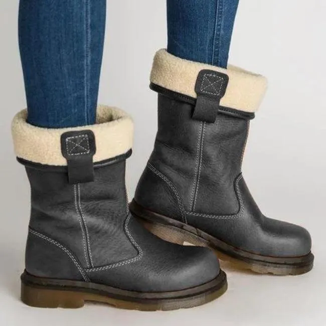 Women's Foldable Leather Boots, Uma