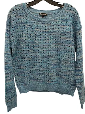 Women's Mesh Long Sleeve Crew Sweater In Azure Blue