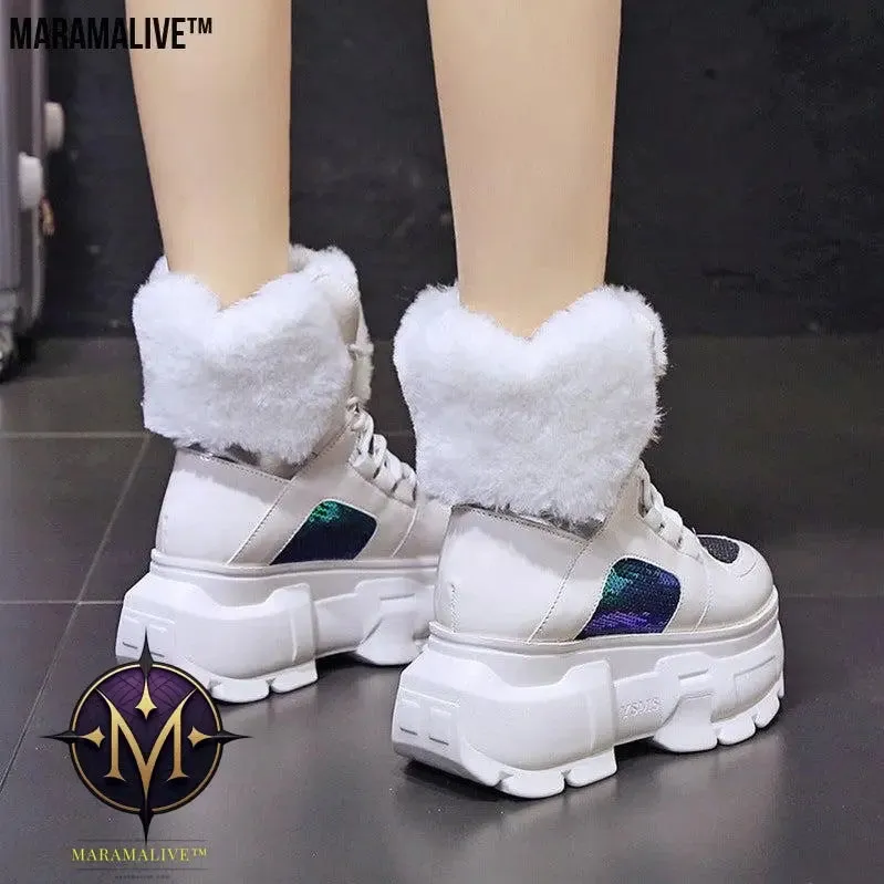 Women's Platform And Velvet Snow Boots