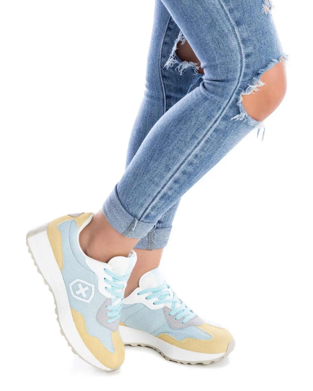 Women's Sneakers By XTI, 14074104 Blue With Multicolor Accent
