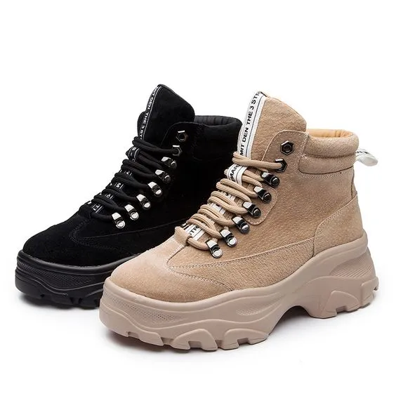 Women's Stylish Leather Platform Boots