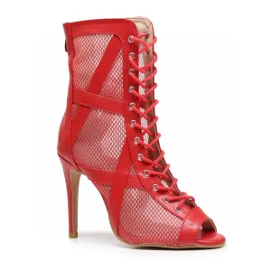 Xiomara - Red Vegan Leather - Suede Sole - Dance Floor Only