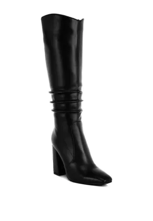 Yanir Slouchy Shaft 4" Heel Knee-High Boots