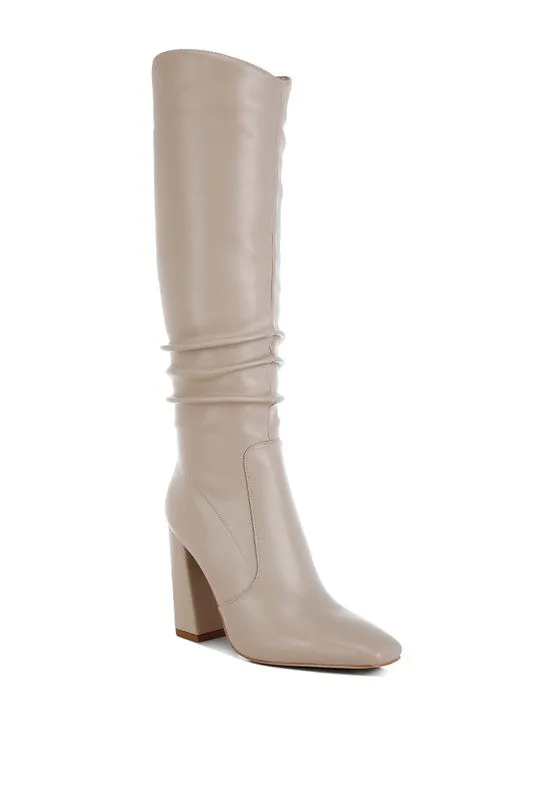 Yanir Slouchy Shaft 4" Heel Knee-High Boots
