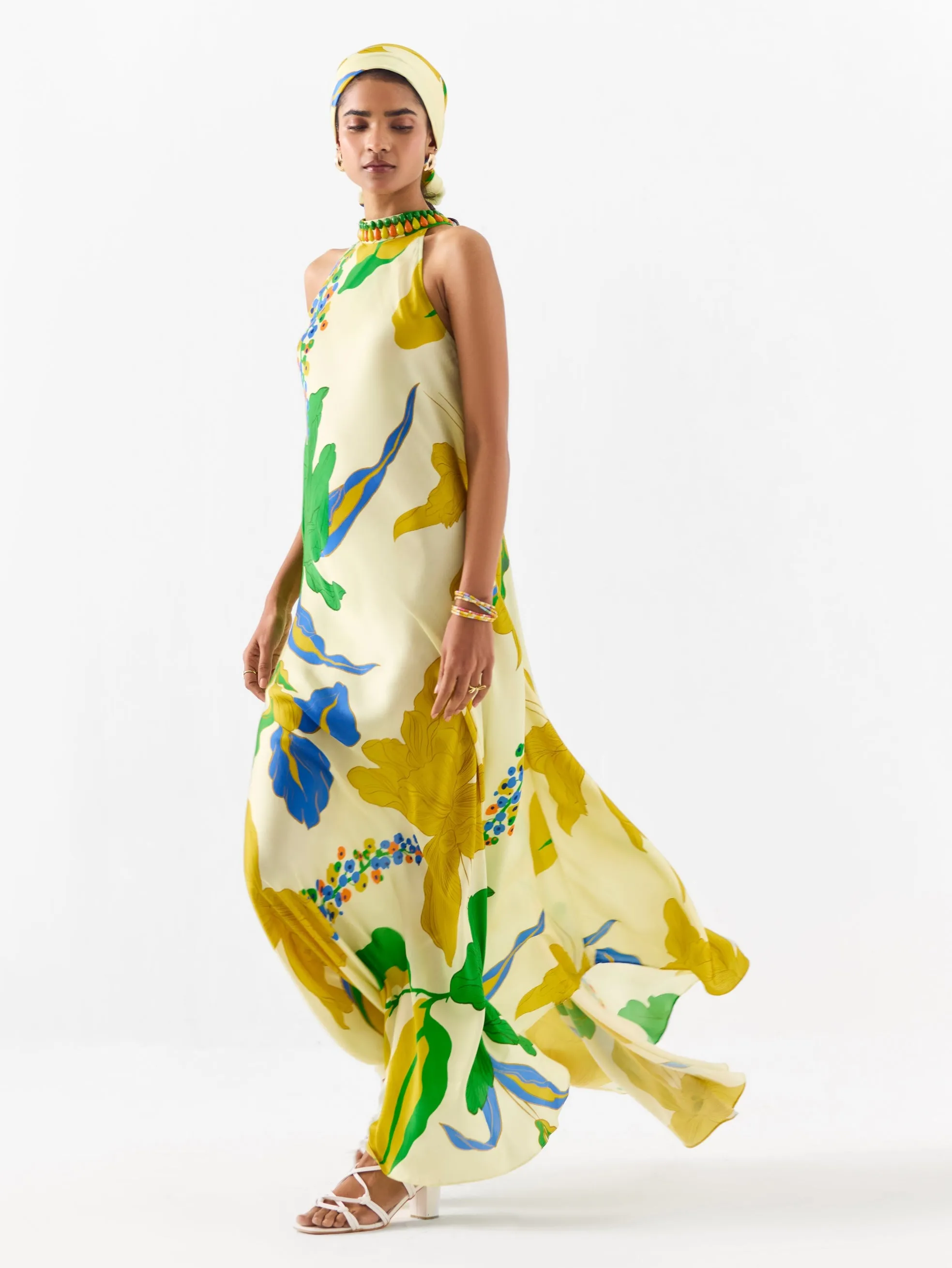 Yellow rose halter dress