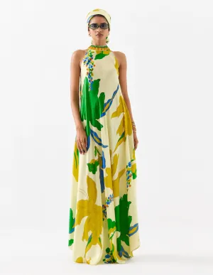 Yellow rose halter dress